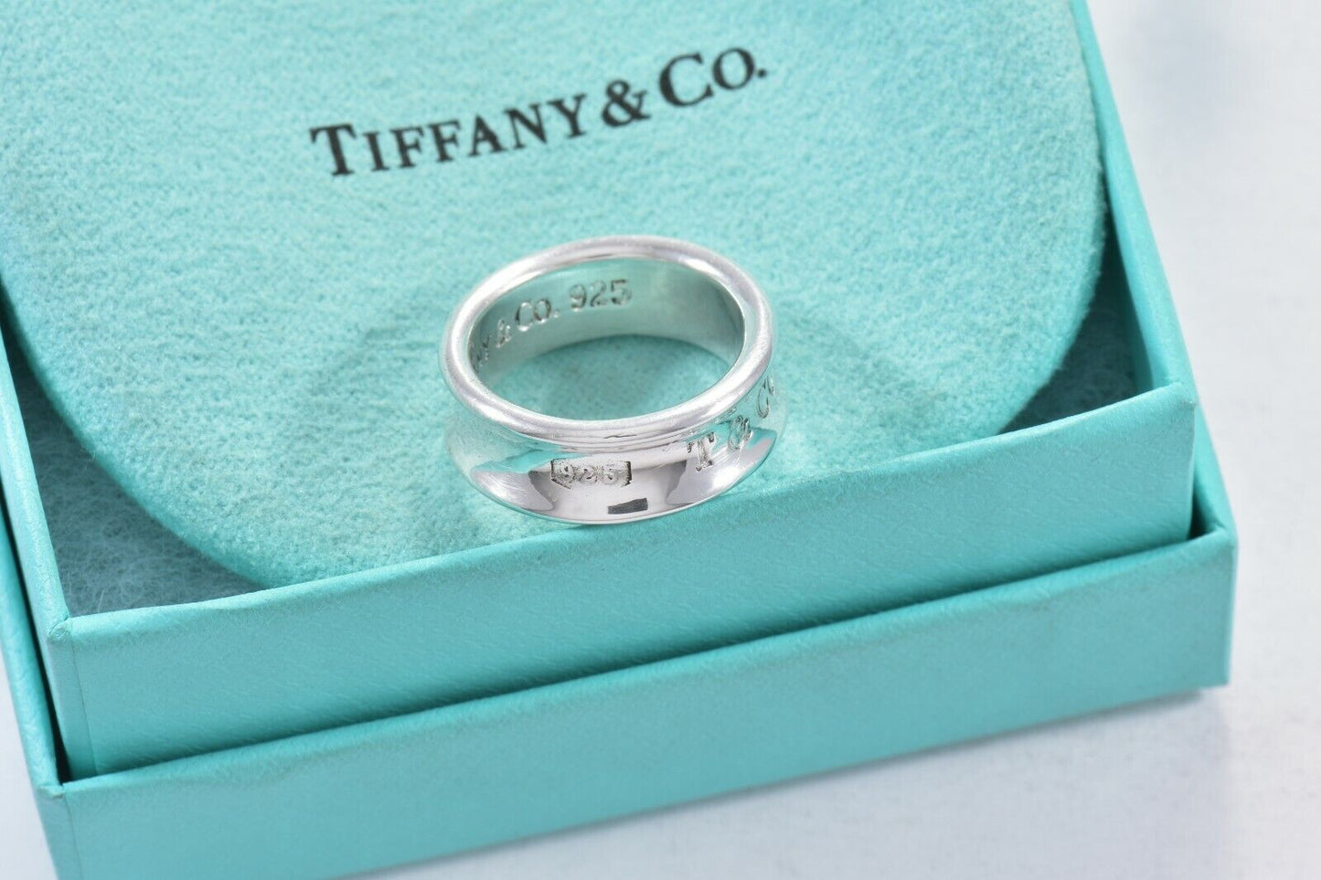 Vintage 1997 Tiffany & Co Sterling Silver 1837 Band Size 7 Ring in Pouch Mens