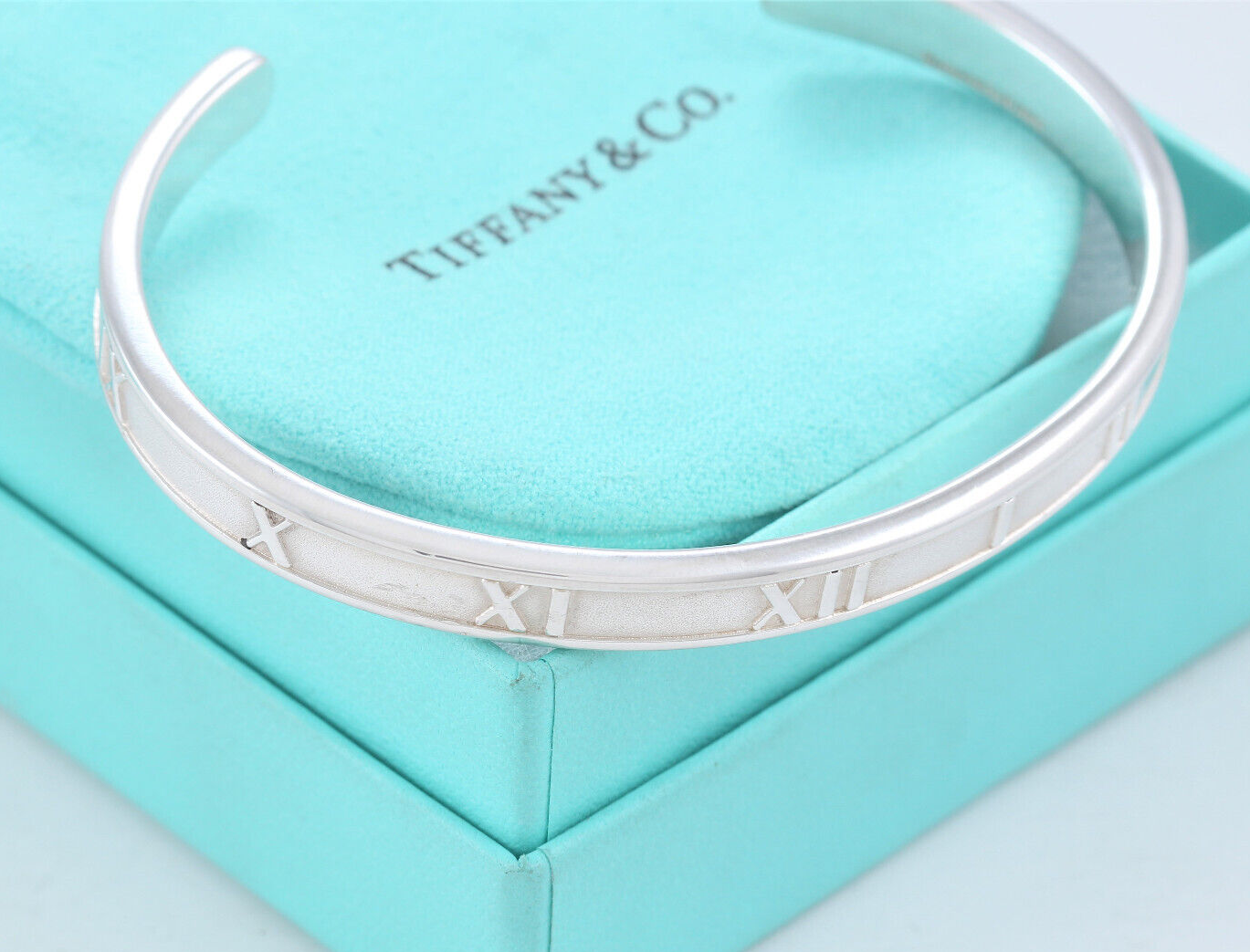 Tiffany & Co. Atlas Roman Numeral Sterling Silver Open Cuff Bracelet
