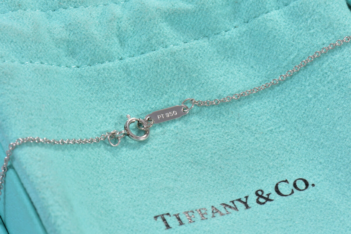 Tiffany & Co Platinum Diamond Large Letter U Pendant 16.5" Necklace In Box Pouch