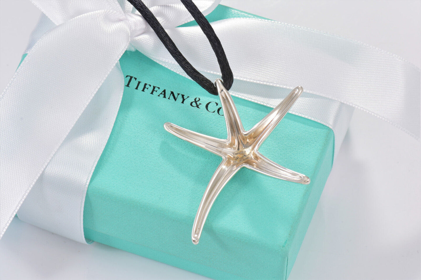 Tiffany & Co Silver Elsa Peretti Huge Starfish Pendant 26" Large Cord Necklace