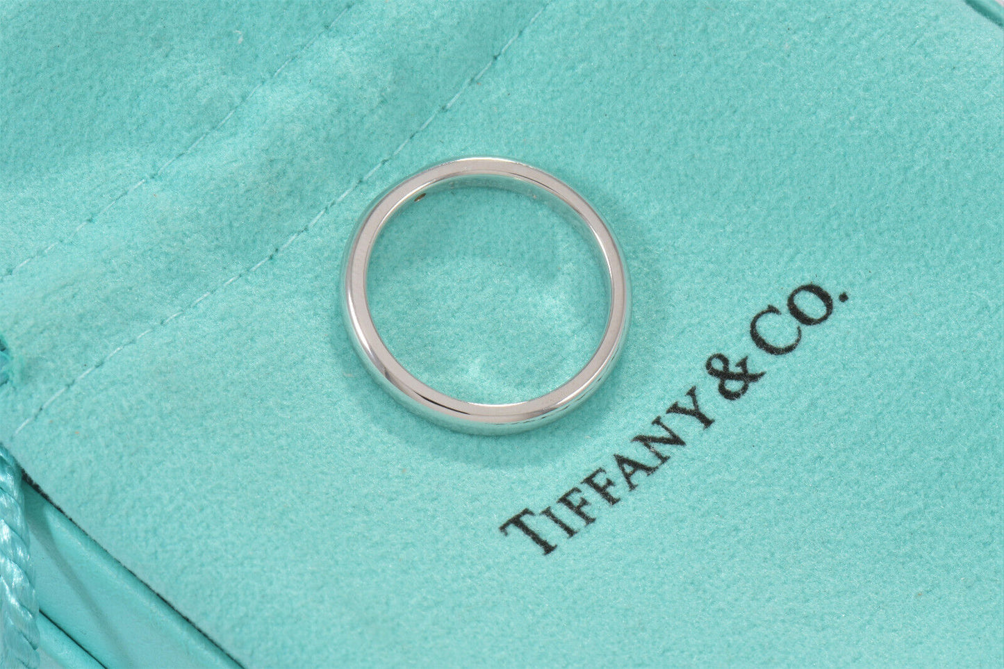 Tiffany & Co Platinum Diamond Elsa Peretti Stack Band Ring Size 6 Pouch Unisex