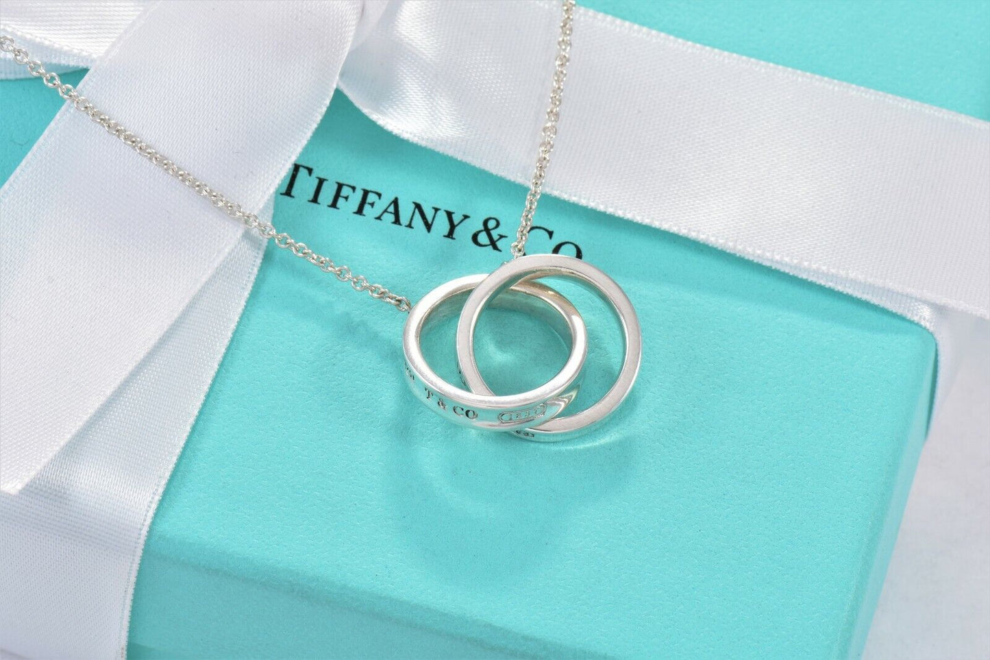 Tiffany & Co Silver Large 1837 Interlocking Circles 20" Necklace in Box Pouch