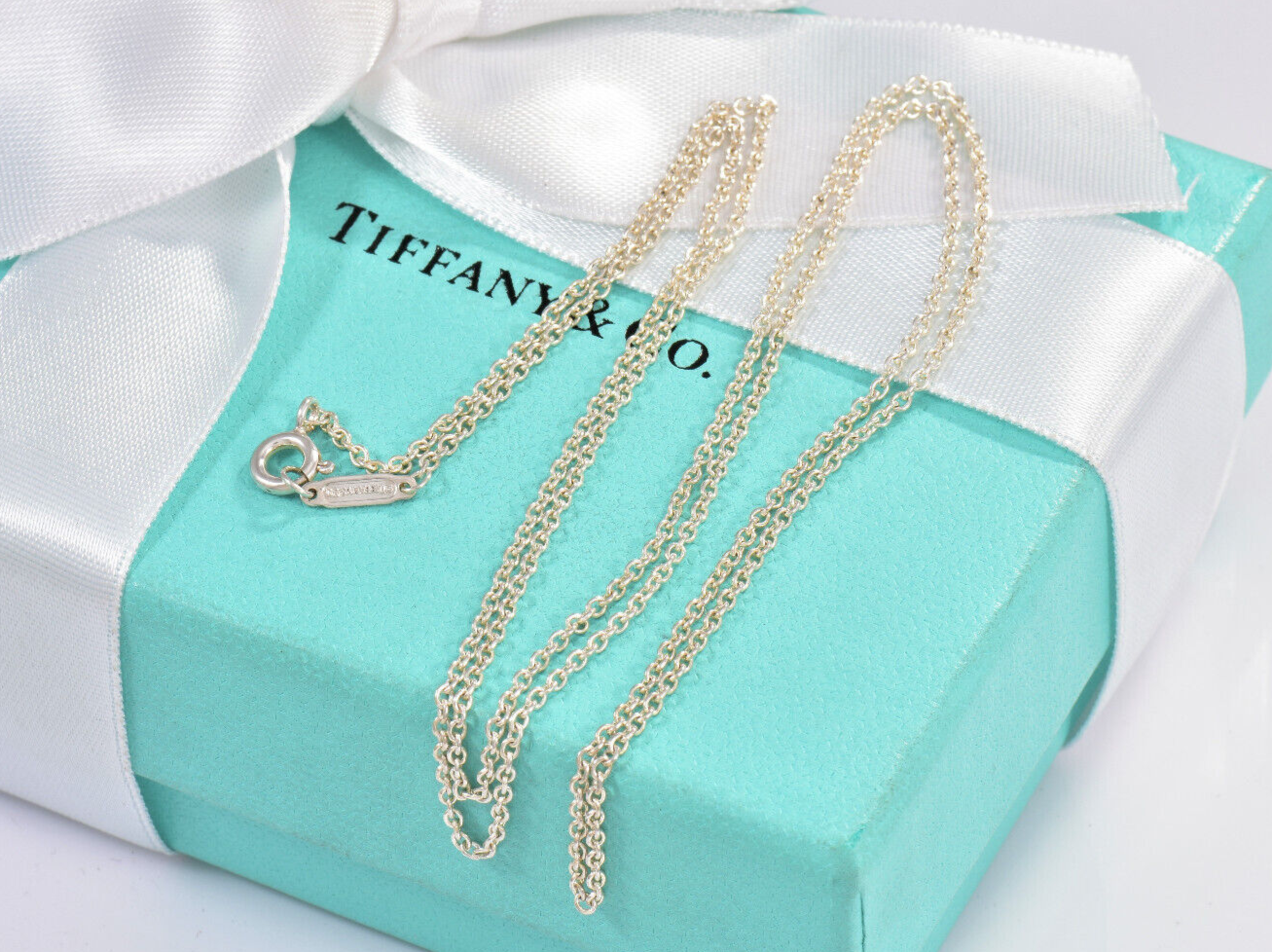 Tiffany & Co Sterling Silver Chain Link XL 24.25" Necklace For Pendant In Pouch