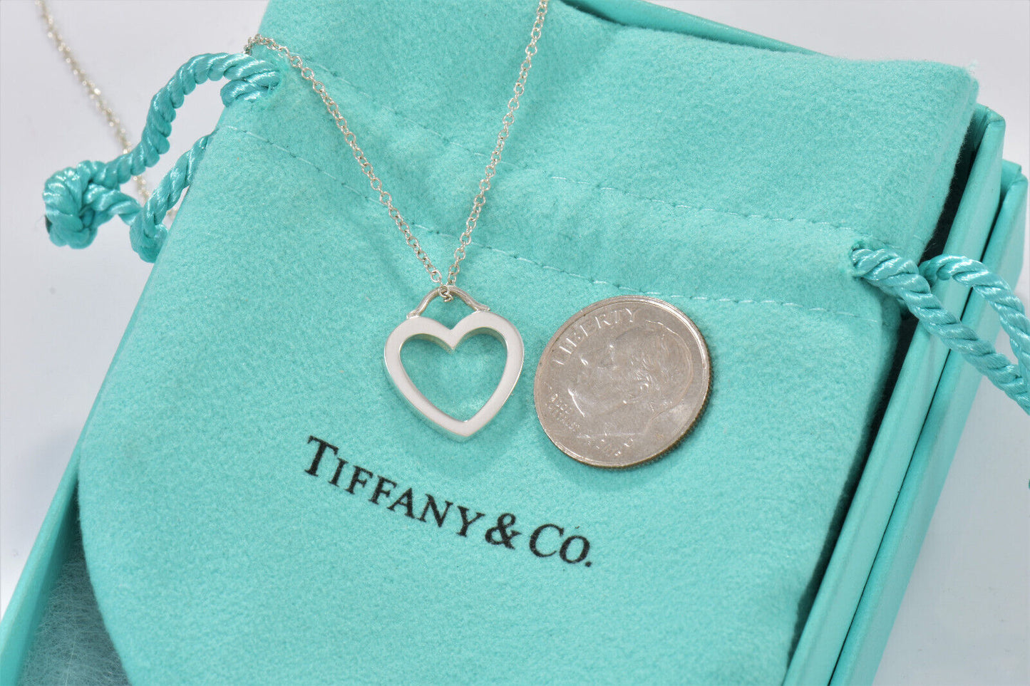 Tiffany & Co Sterling Silver Sentimental Heart Pendant 16.25" Necklace in Pouch