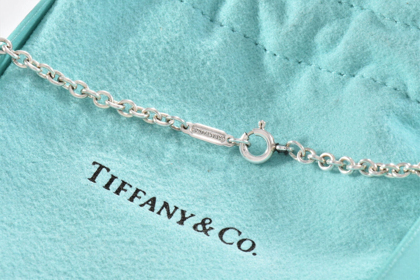 Vintage Tiffany & Co 18k Gold Silver Heart Key Lock Pendant 20.5" Chain Necklace