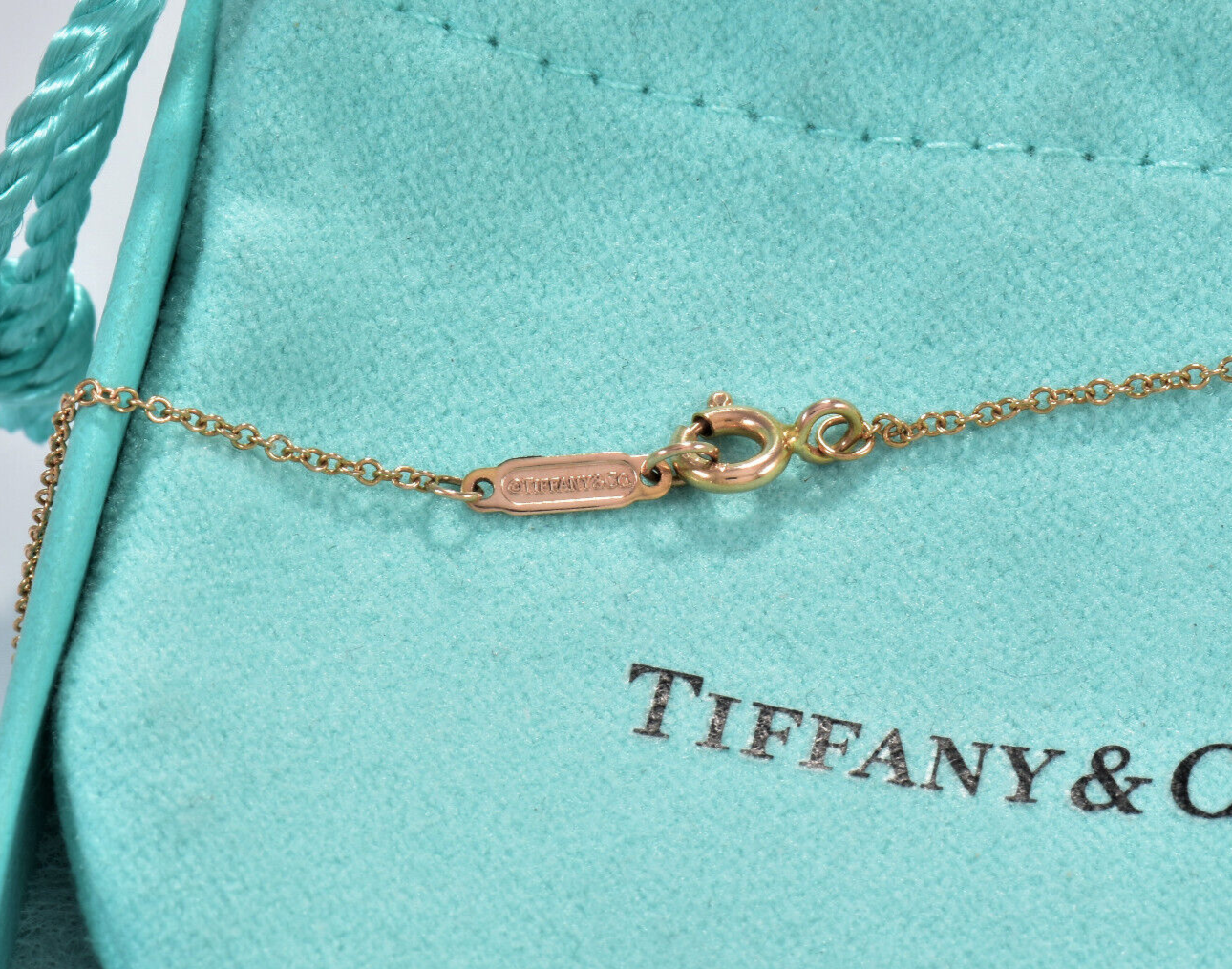 Tiffany & Co Diamond 18K Rose Gold Open Trefoil Key Pendant 16" Necklace in Box