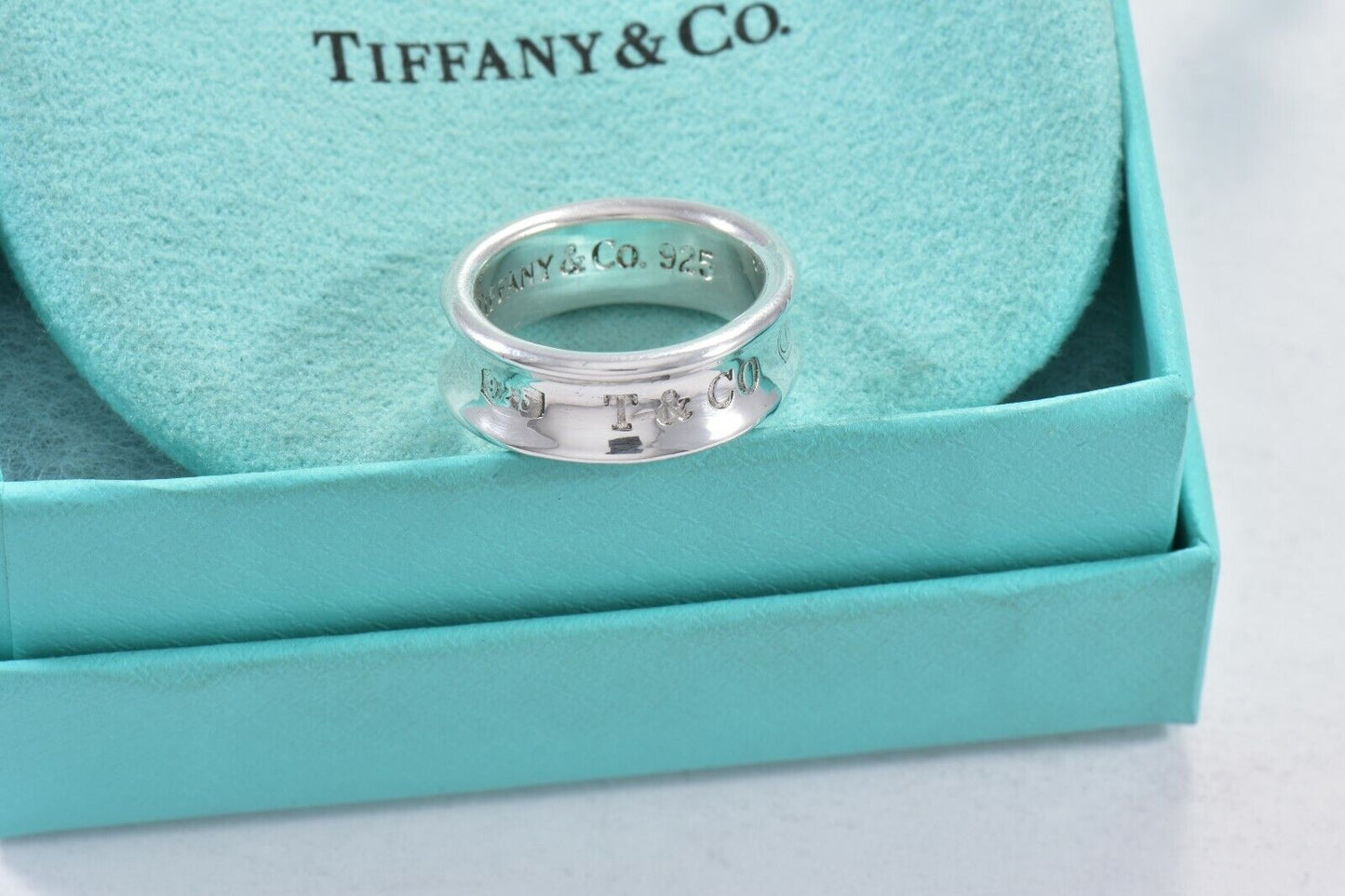 Vintage 1997 Tiffany & Co Sterling Silver 1837 Band Size 7 Ring in Pouch Mens