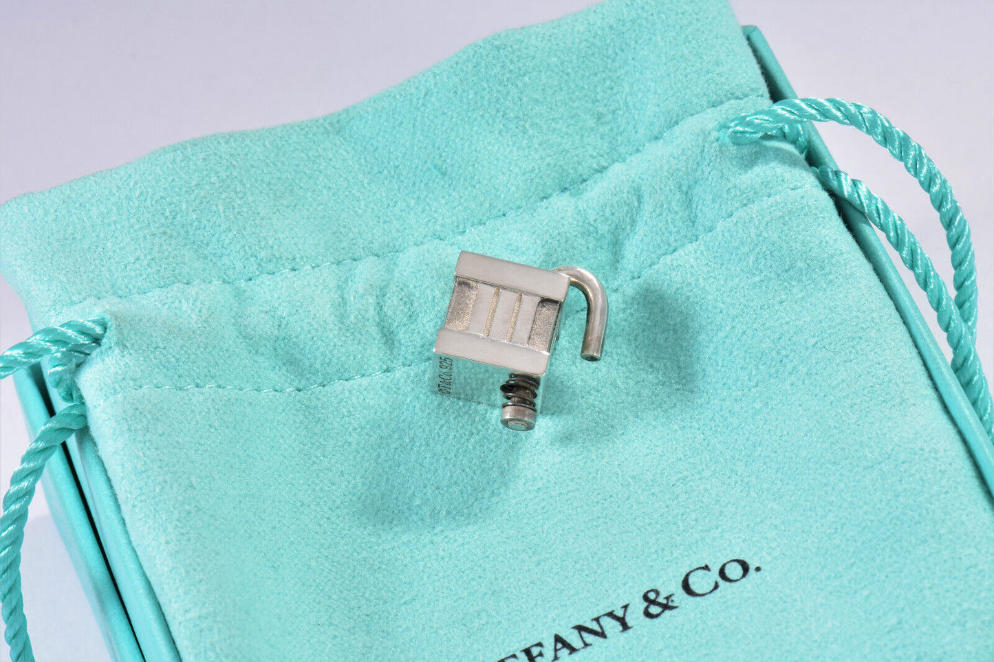 Tiffany & Co Silver Atlas Roman Numeral Lock Charm Pendant For Necklace Bracelet