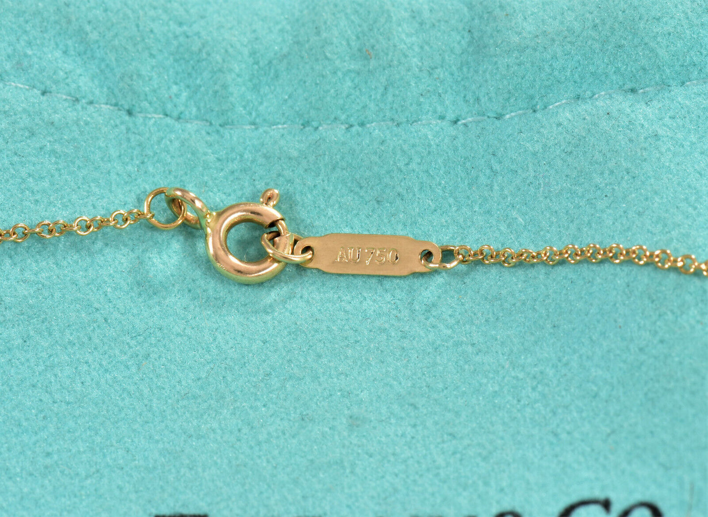 Tiffany & Co Diamond 18k Yellow Gold Heart Pendant 20.5" Necklace in Box Pouch