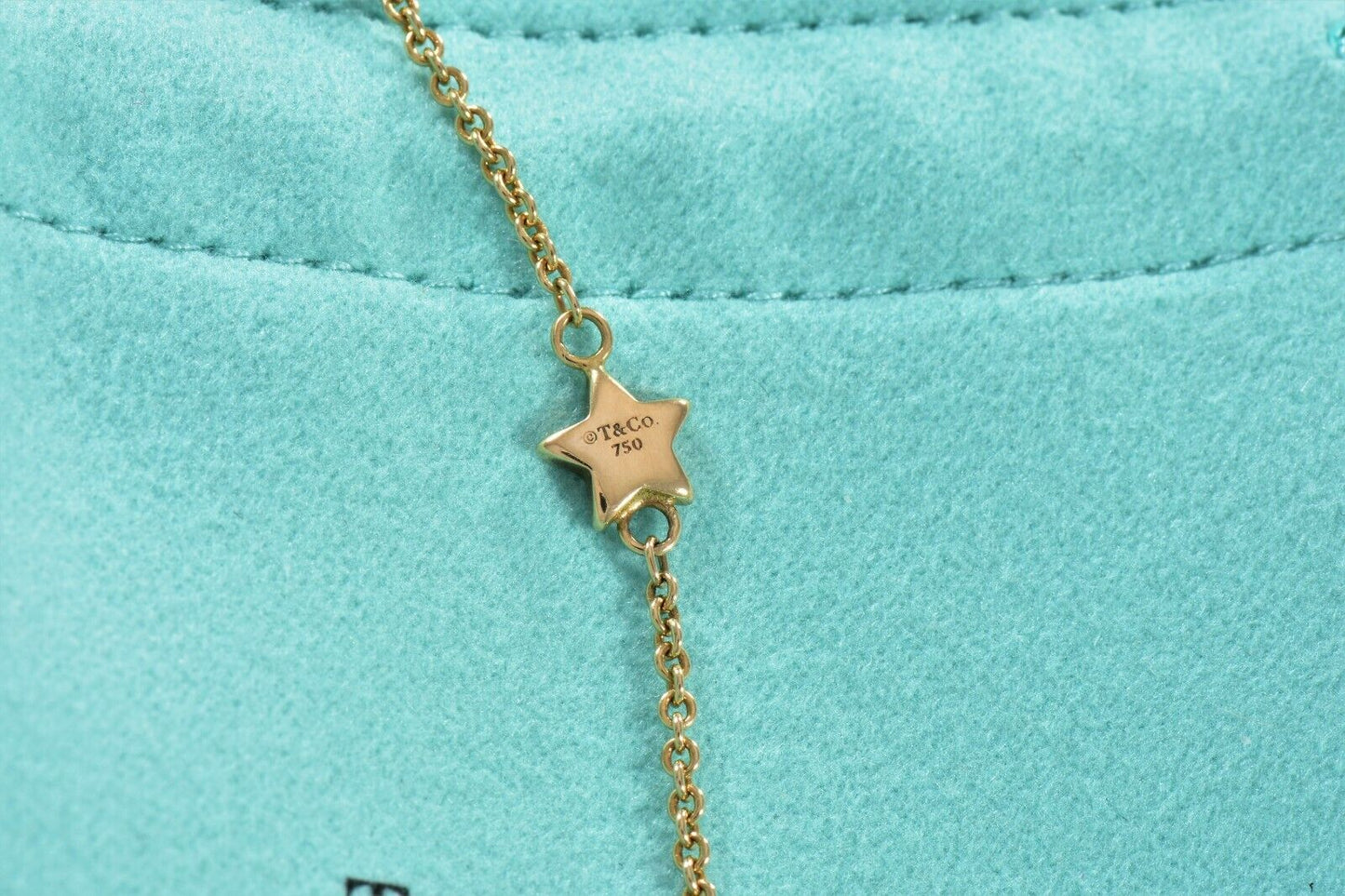 Ultra Rare Tiffany & Co 18K Yellow Gold Star Lariat 16 - 20" Adjustable Necklace