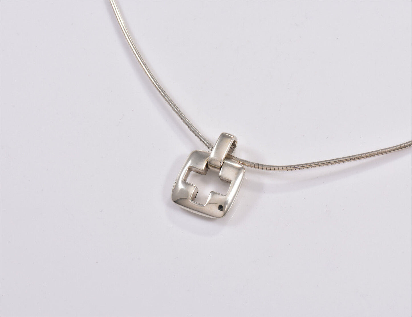 Vintage Tiffany & Co Silver Cross Pendant 16.25" Wire Necklace Stencil Cutout