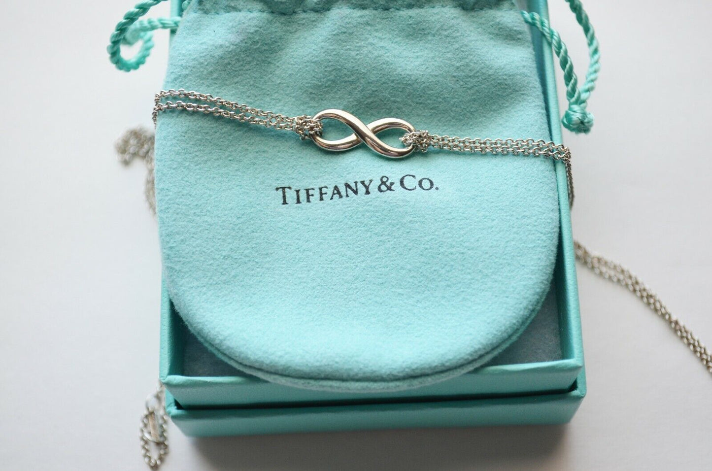 Tiffany & Co Sterling Silver Infinity Pendant 16.25" Double Chain Necklace Only