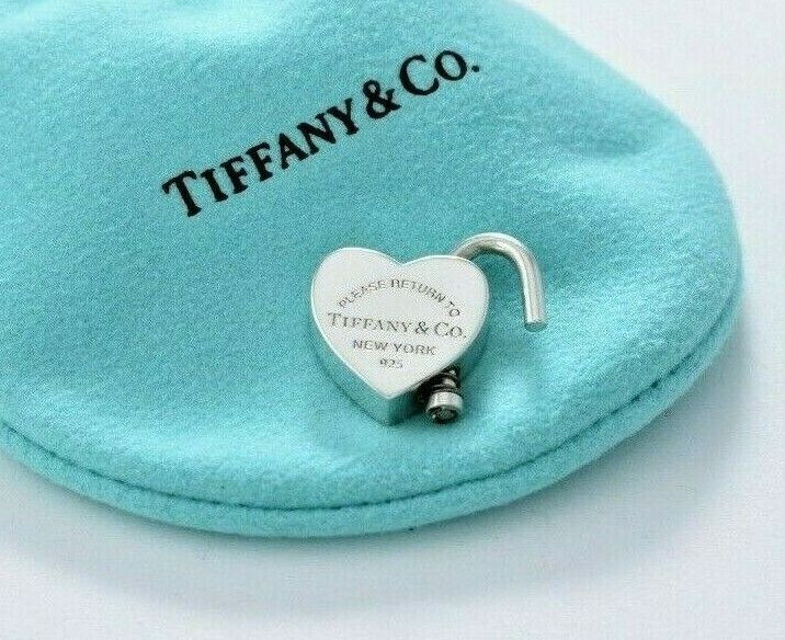 Please Return To Tiffany & Co Silver Heart Padlock Charm Necklace Bracelet Lock