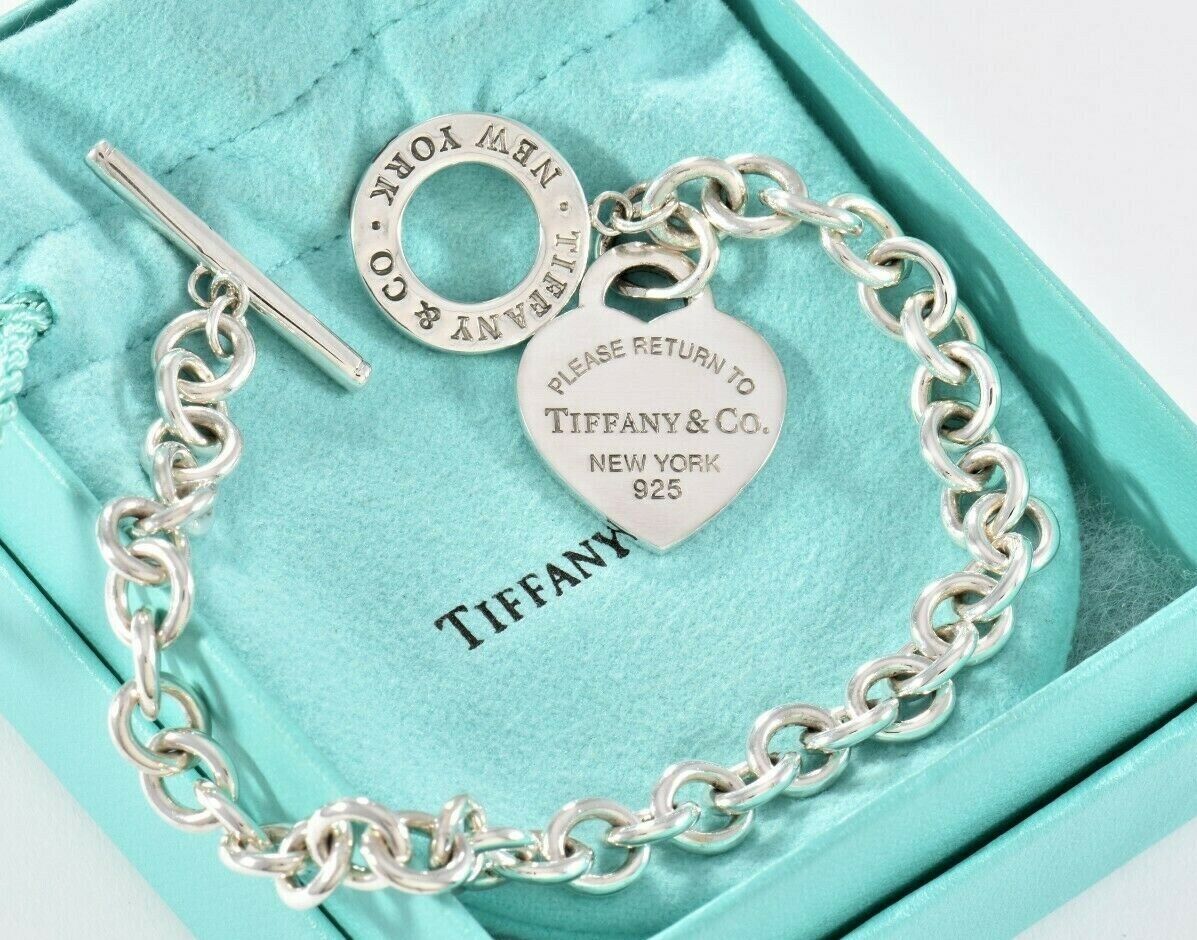 Please Return To Tiffany & Co Silver Toggle Chain Bracelet 8.5" New Version