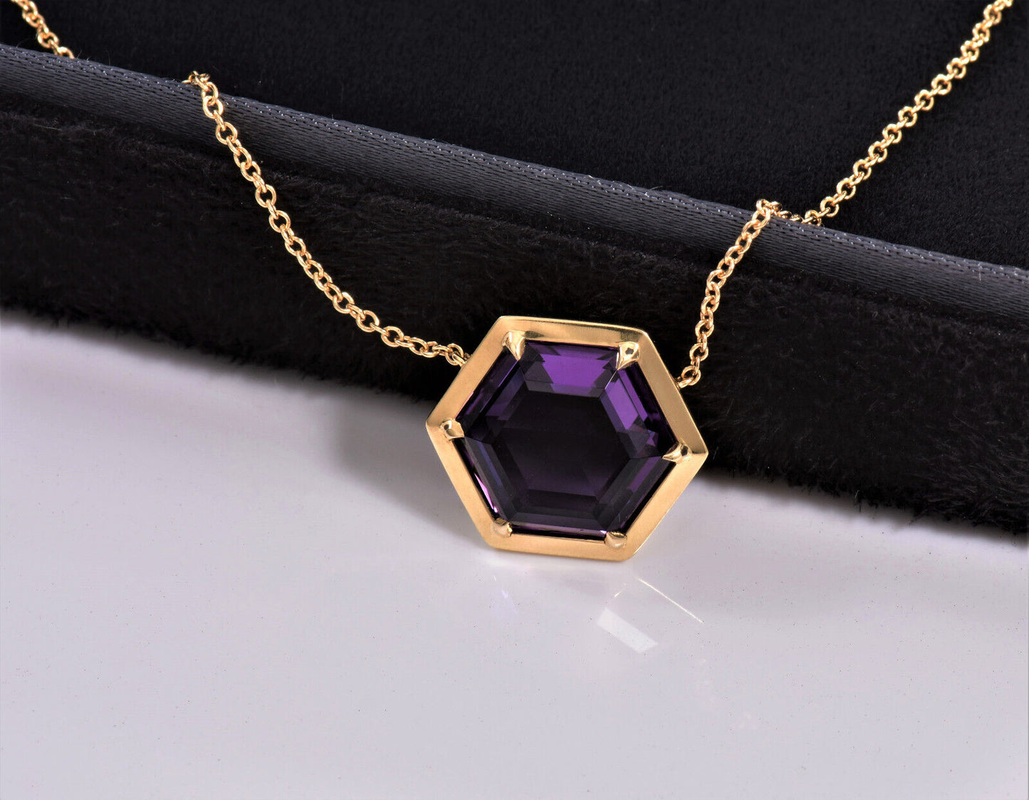 Tiffany & Co 18K Gold Paloma's Studio Amethyst Hexagon Pendant 18" Necklace Rare