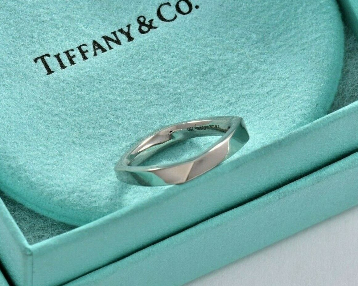 Tiffany & Co Frank Gehry 18K Gold Torque Square Size 5 Ring Limited Rare Black