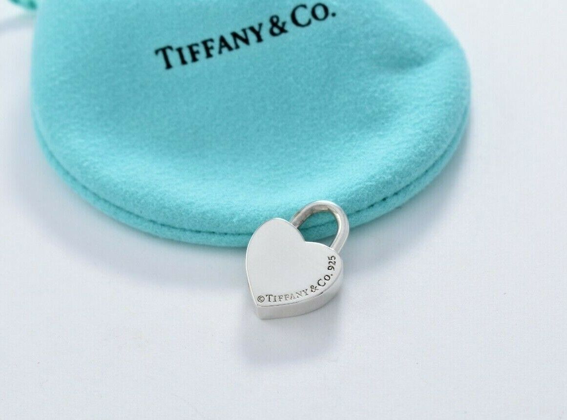 Please Return To Tiffany & Co Silver Heart Padlock Charm Necklace Bracelet Lock