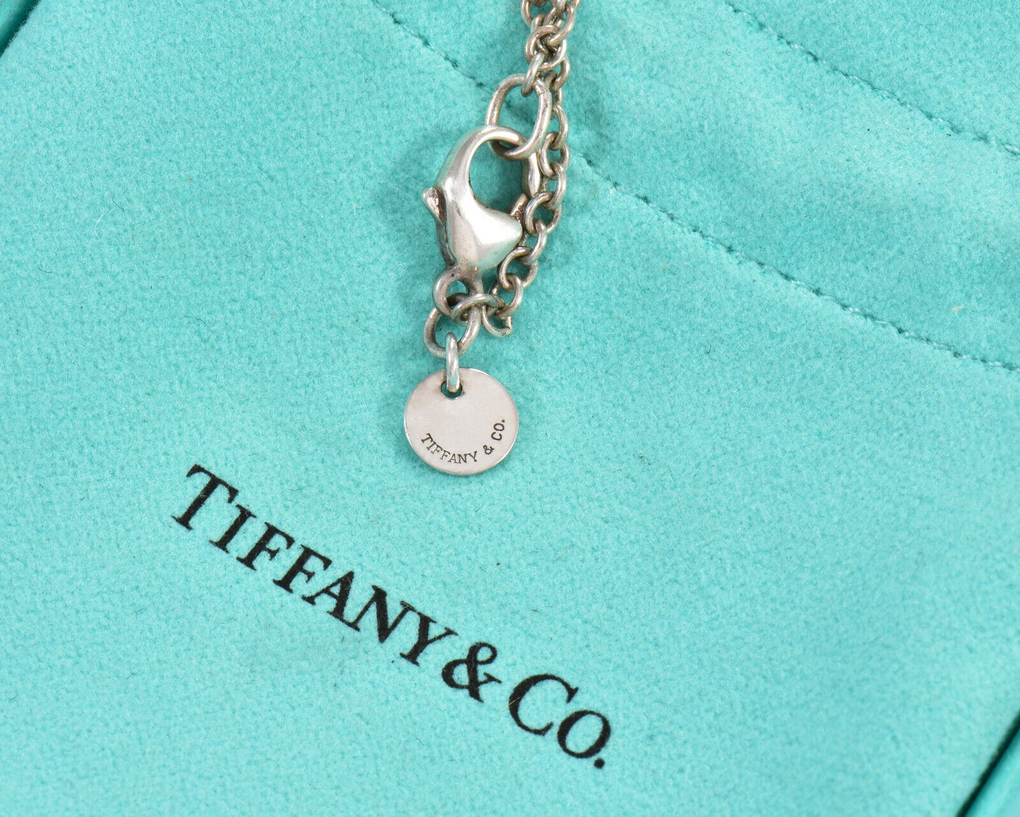 Tiffany & Co Silver Bead By Yard Barrel Ball Station Necklace 16.25" in Pouch