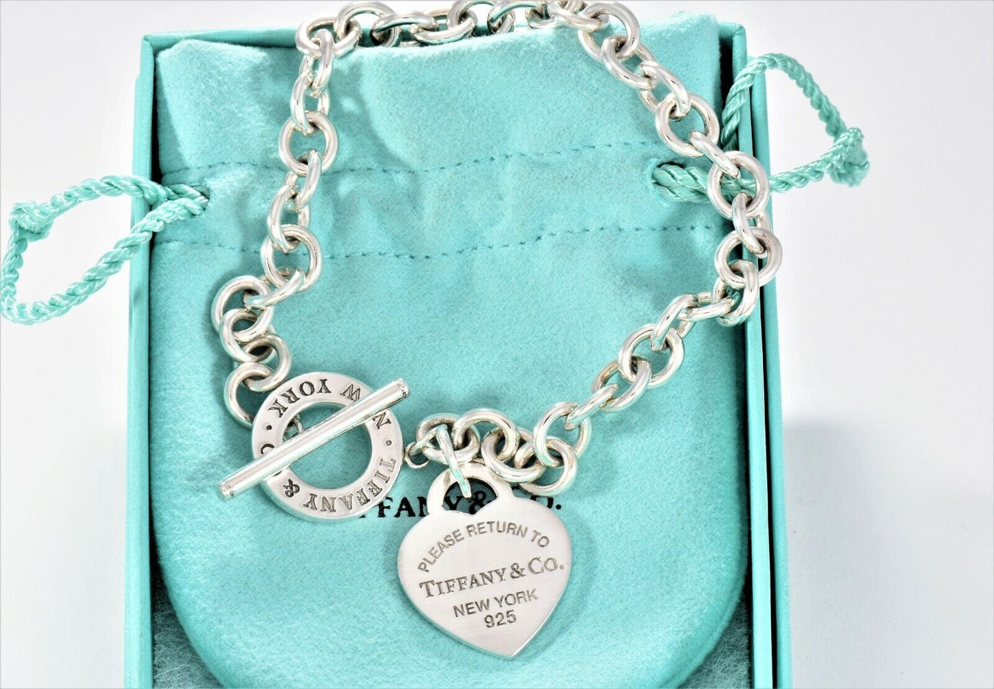 Please Return To Tiffany & Co Silver Toggle Chain Bracelet 8.5" New Version