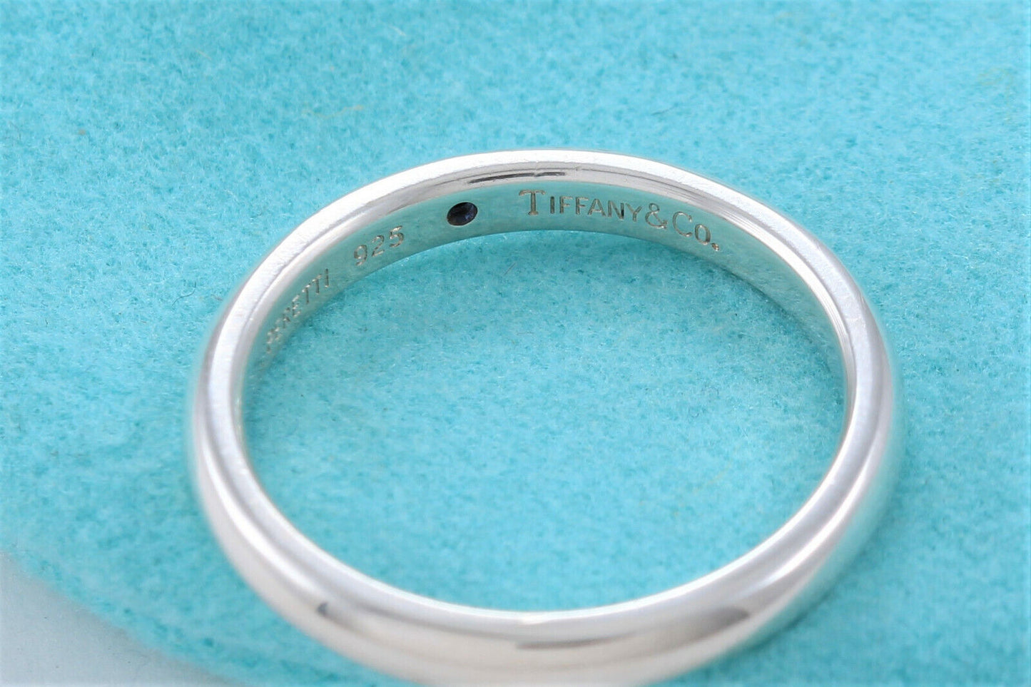 Tiffany & Co Silver Elsa Peretti Blue Sapphire Stack Ring Size 6 in Pouch Rare