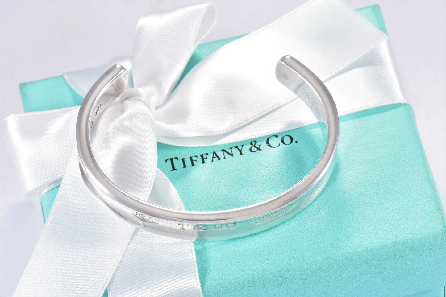 Tiffany & Co Sterling Silver 12mm Wide 1837 Cuff 7" Bracelet & BOX POUCH Unisex