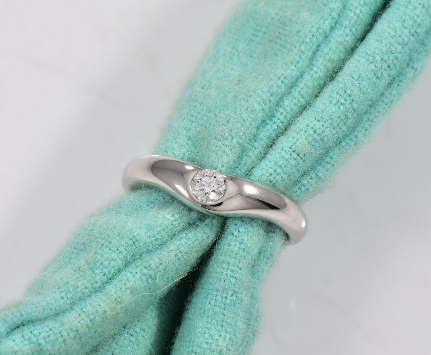 Size 6 Tiffany & Co Platinum 0.18ct Diamond Elsa Peretti Wide Curved Band Ring