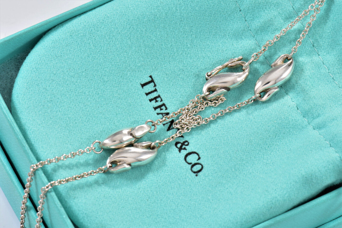 Tiffany & Co Silver Elsa Peretti Seahorse Pendant Link Chain 16.75" Necklace