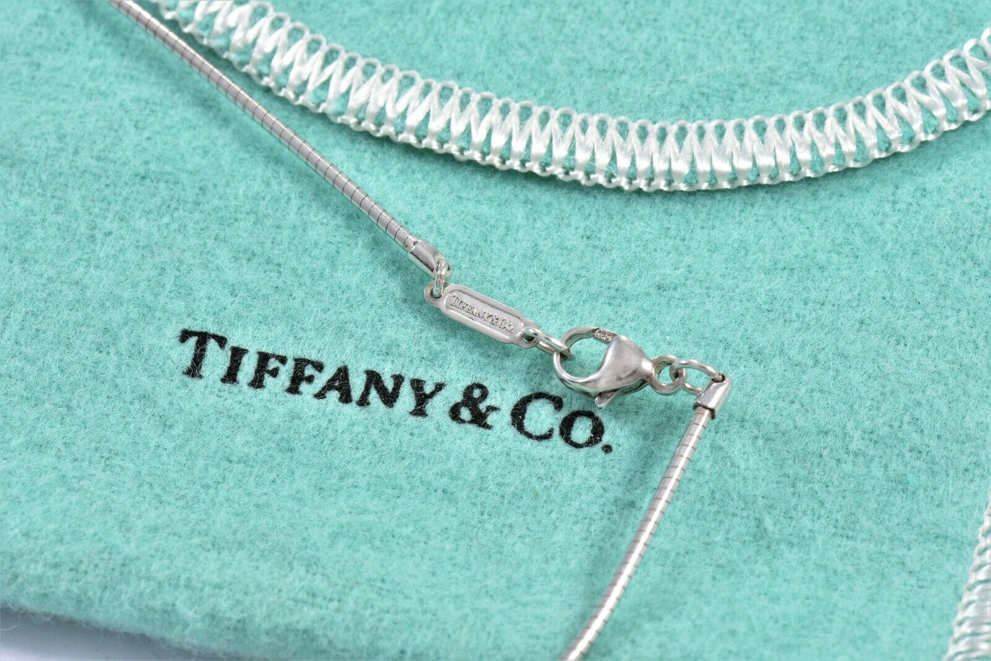 Vintage Tiffany & Co Silver Stencil Cutout Heart Pendant 16" Necklace in Pouch