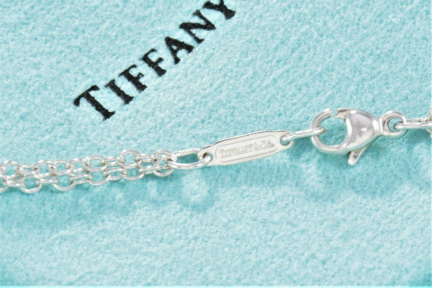 Tiffany & Co Sterling Silver Man In The Moon Double Chain Necklace 16" in Pouch