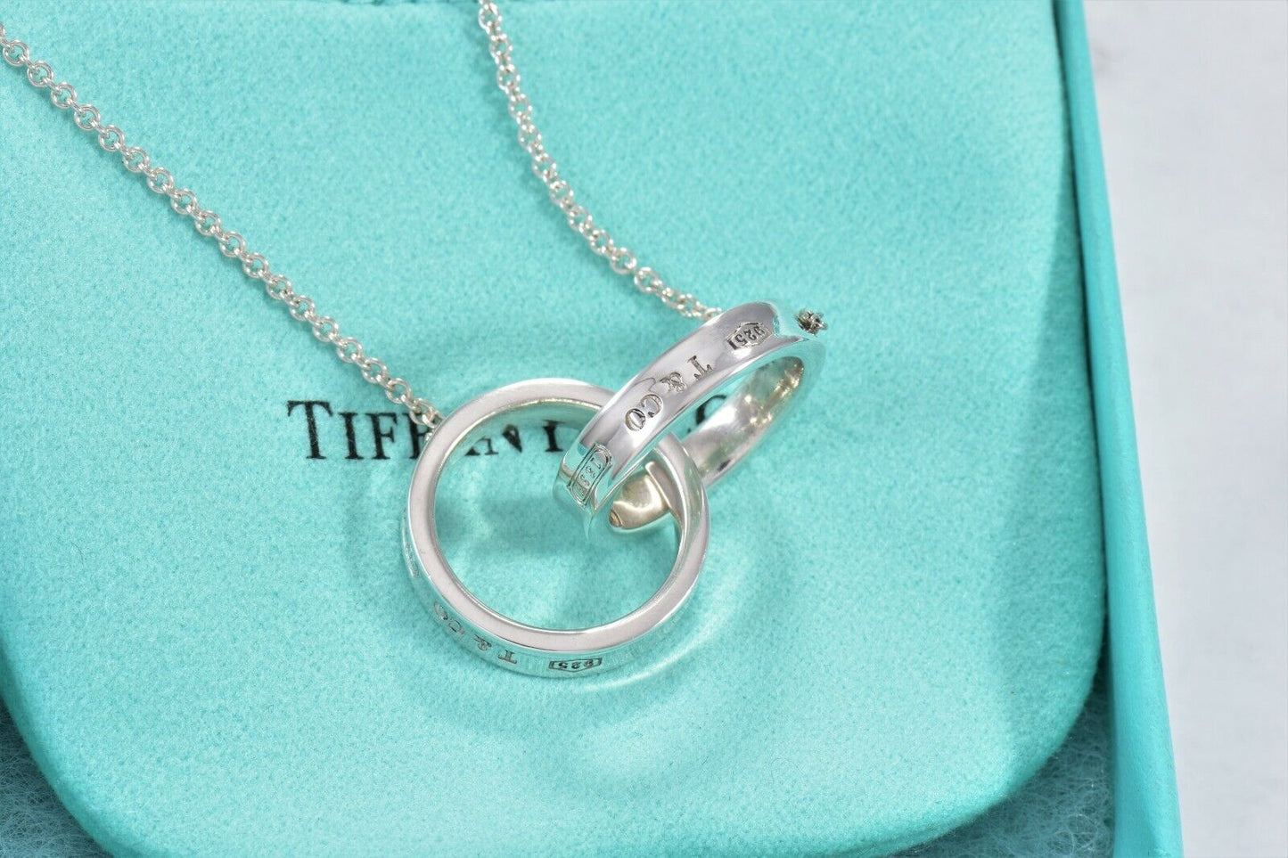 Tiffany & Co Silver Large 1837 Interlocking Circles 20" Necklace in Box Pouch