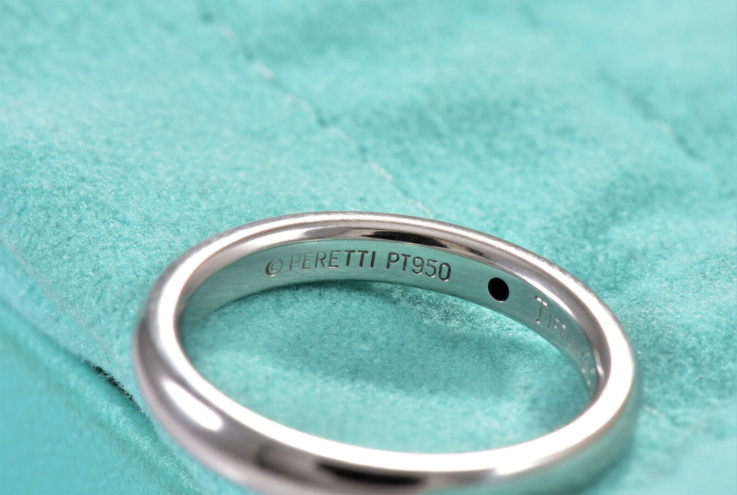 Tiffany & Co Platinum Diamond Elsa Peretti Stack Band Ring Size 5 Pouch Unisex