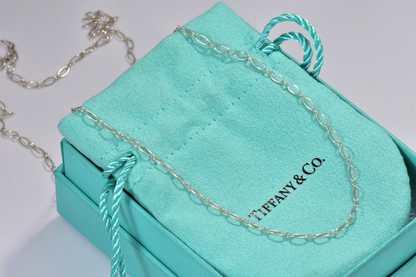 Tiffany & Co Sterling Silver Oval Chain Link XL 20.25" Necklace with Pouch Gift