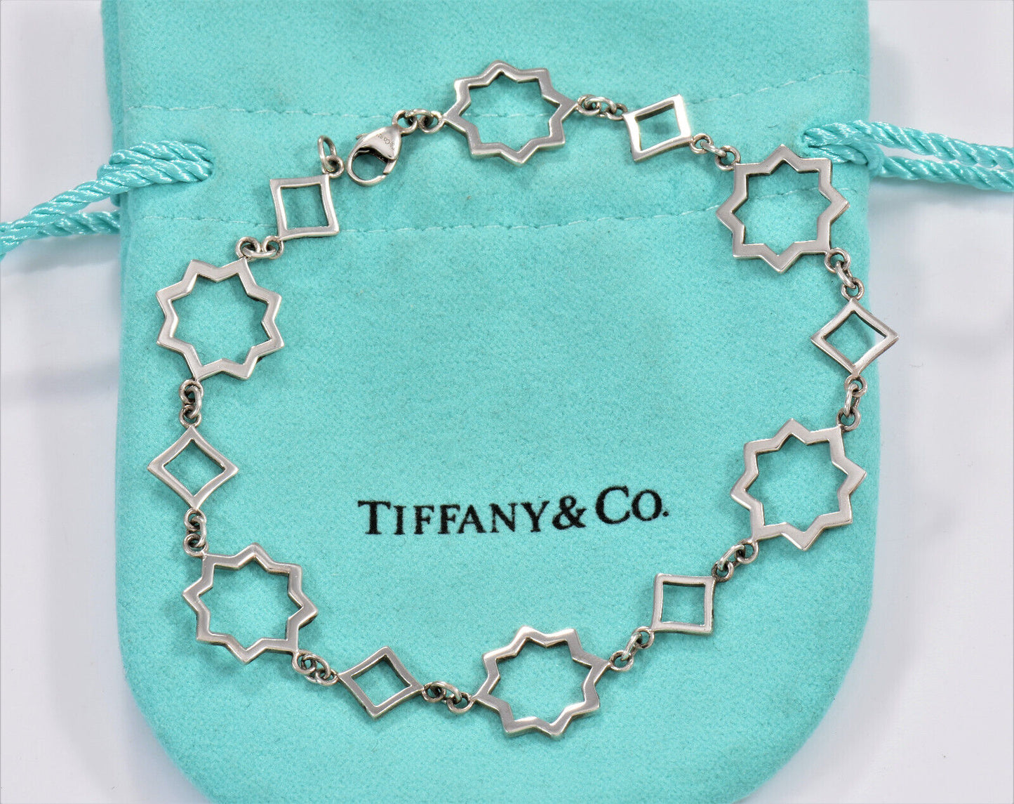 Tiffany & Co Silver Paloma Picasso Marrakesh Star Link 8" Chain Bracelet Rare