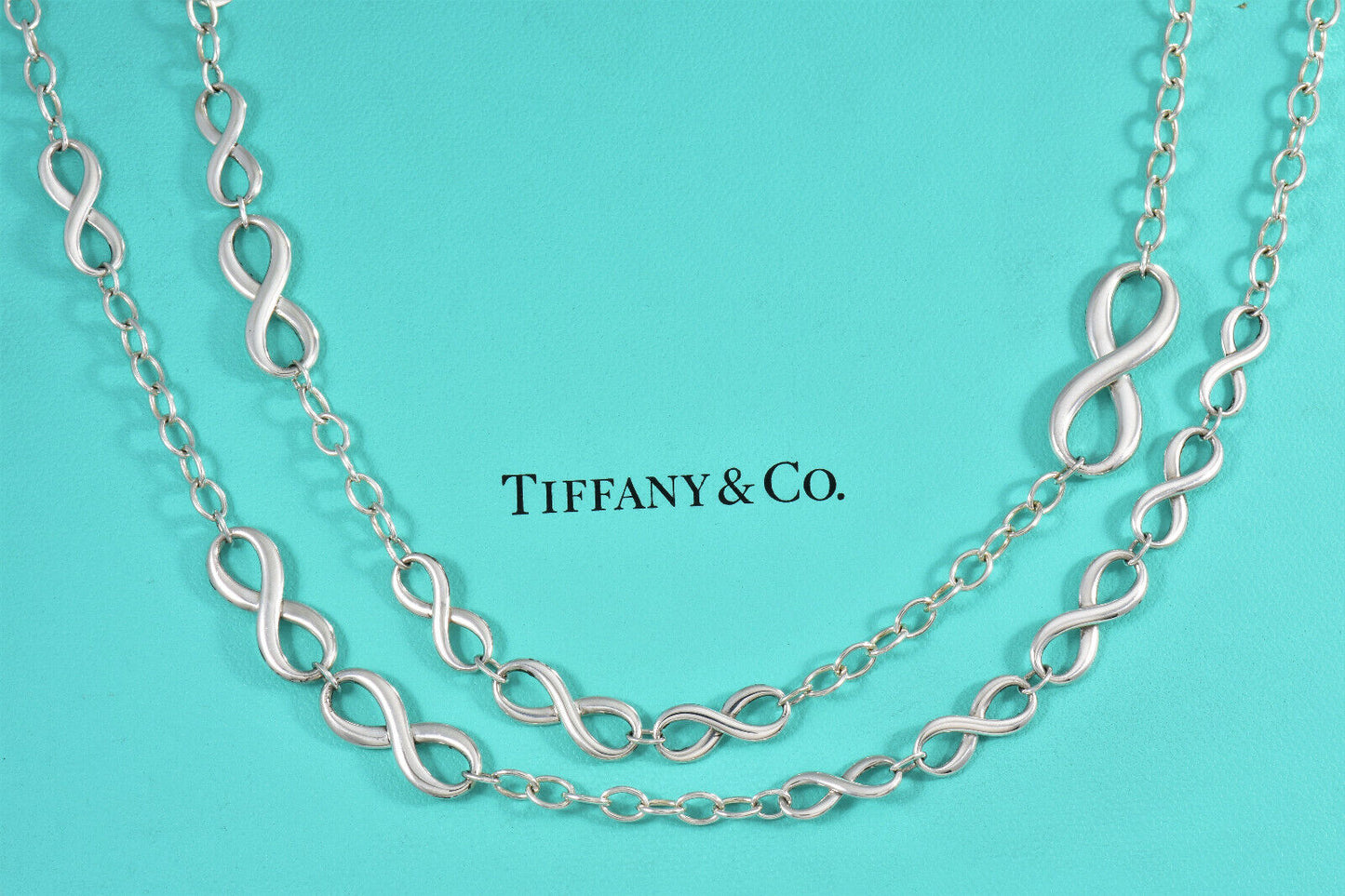 Tiffany & Co Silver Infinity Endless Multi Pendant XL 36” Necklace Heavy Charm