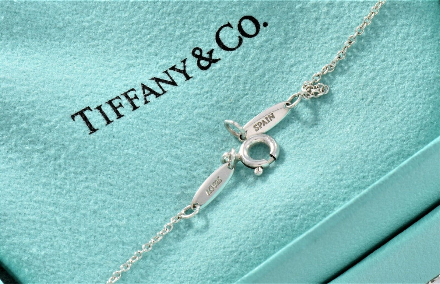 Tiffany & Co Silver Elsa Peretti Somerset Mesh Pearl Dangle Pendant Necklace Box