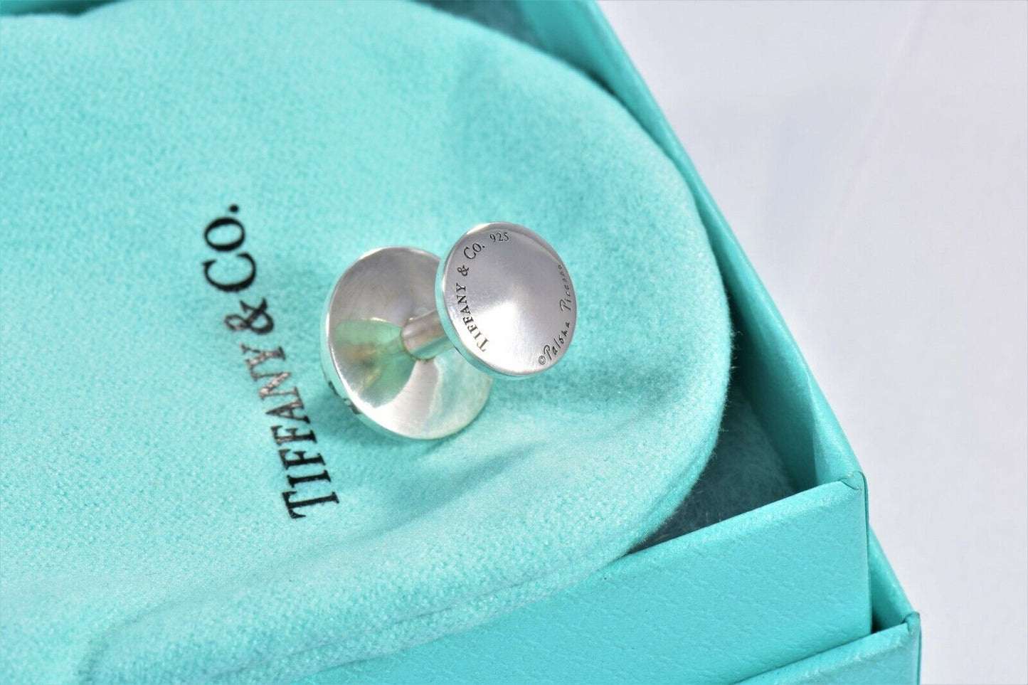 Tiffany & Co Silver Picasso Stack Tiered Barbell Cufflinks in Pouch Men's Suit