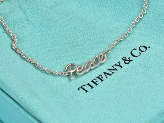 Tiffany & Co Silver Paloma Picasso Graffiti Peace Charm 7.6" Chain Bracelet