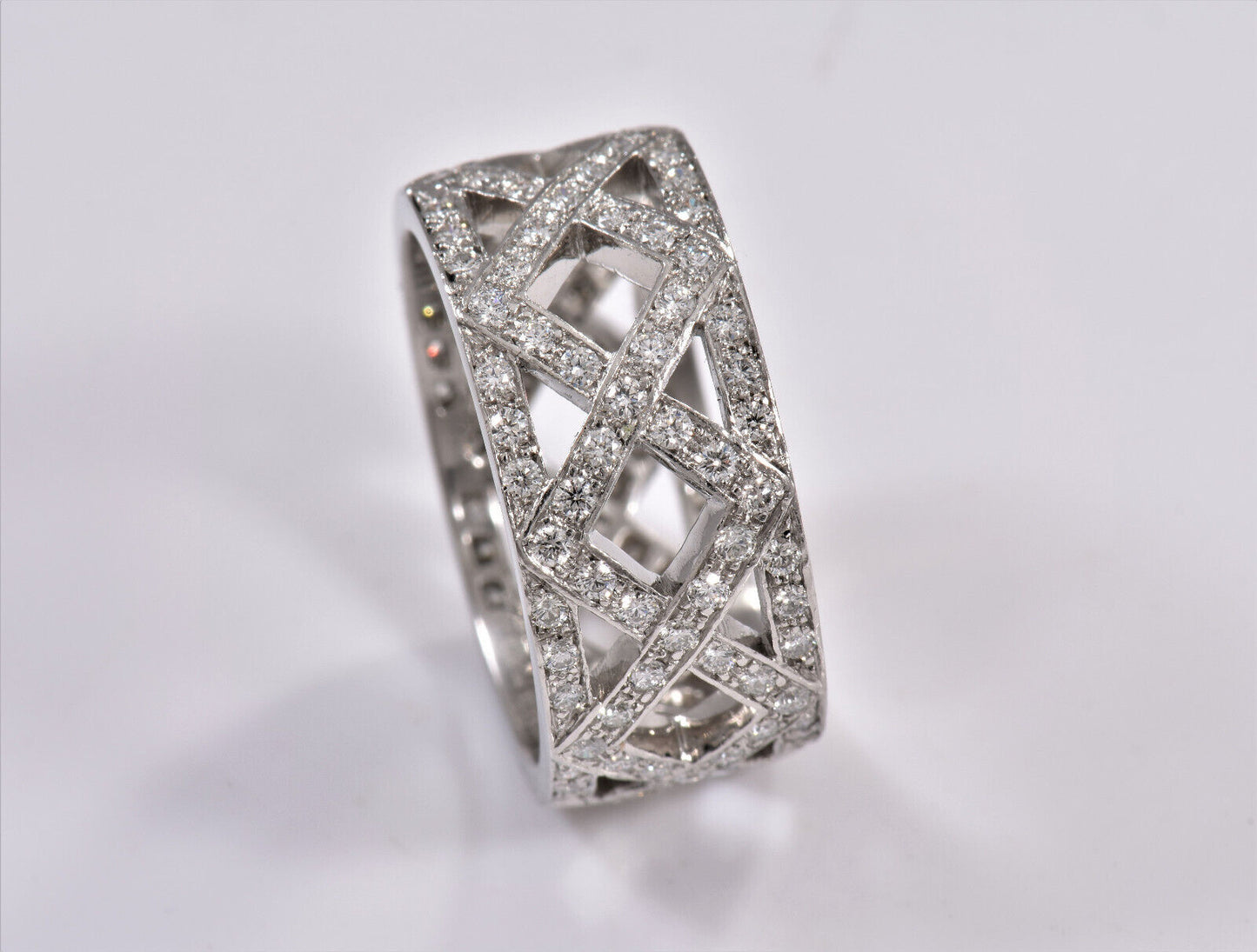 Tiffany & Co Platinum .64ct Diamond Legacy Ring Size 5 Wide Band Eternity  Weave