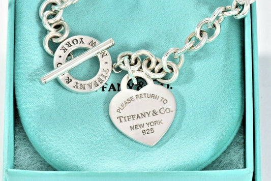 Please Return To Tiffany & Co Silver Toggle Chain Bracelet 8.5" New Version