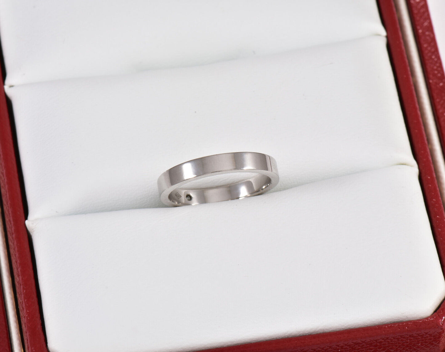 C De Cartier Platinum Diamond Wedding Band 3mm Size 50 in Boxes Mint Ring .03 ct