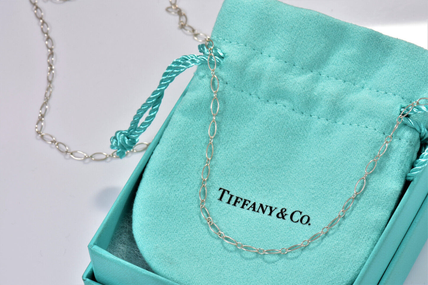 Tiffany & Co Sterling Silver Oval Chain Link XL 20.25" Necklace with Pouch Gift