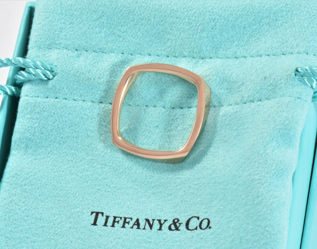 Tiffany & Co Frank Gehry 18K Rose Gold Torque Square Ring Size 5 Rare in Box