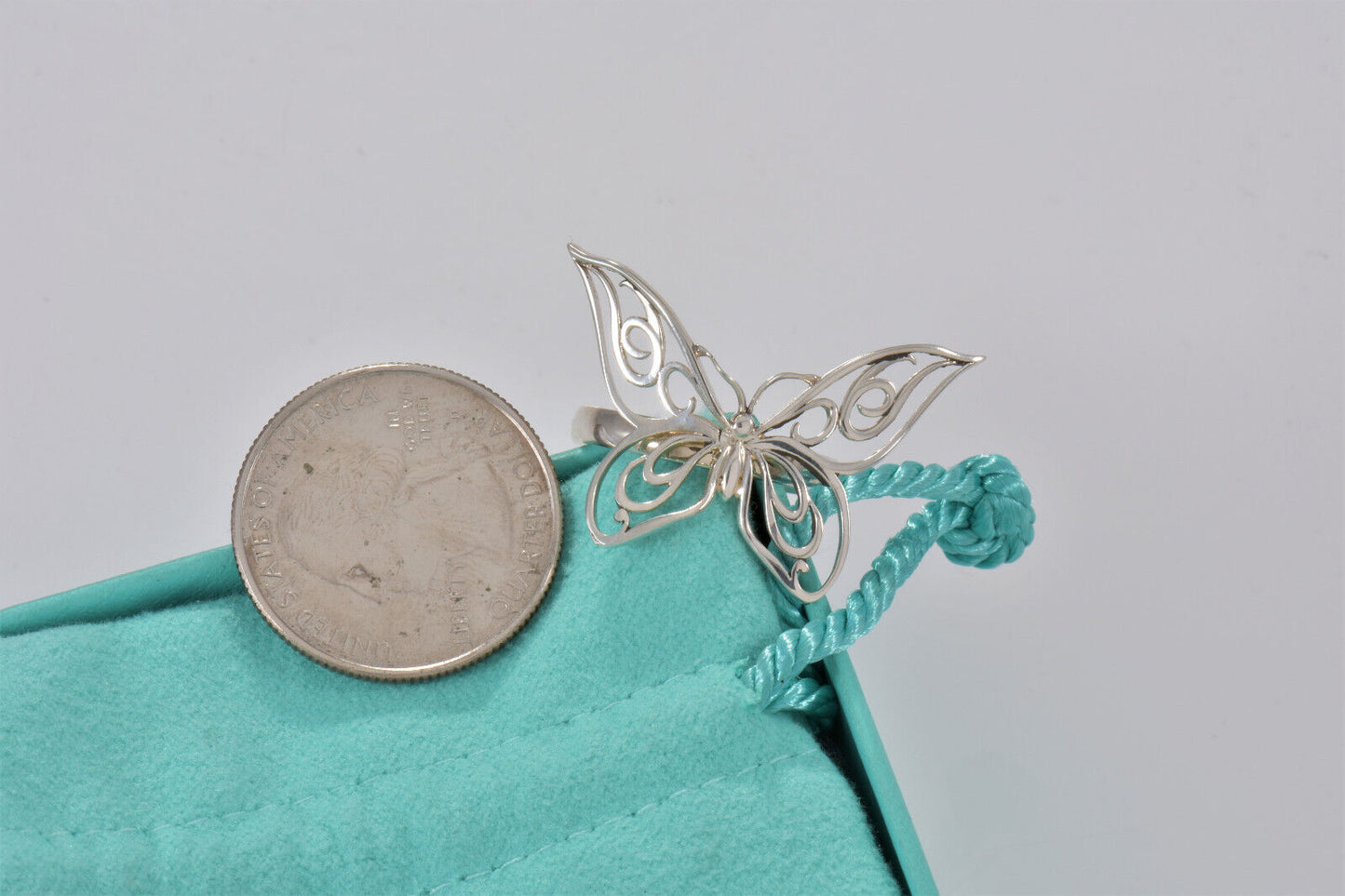 Tiffany & Co Sterling Silver Large Butterfly Ring Size 7 in Pouch Rare Statement