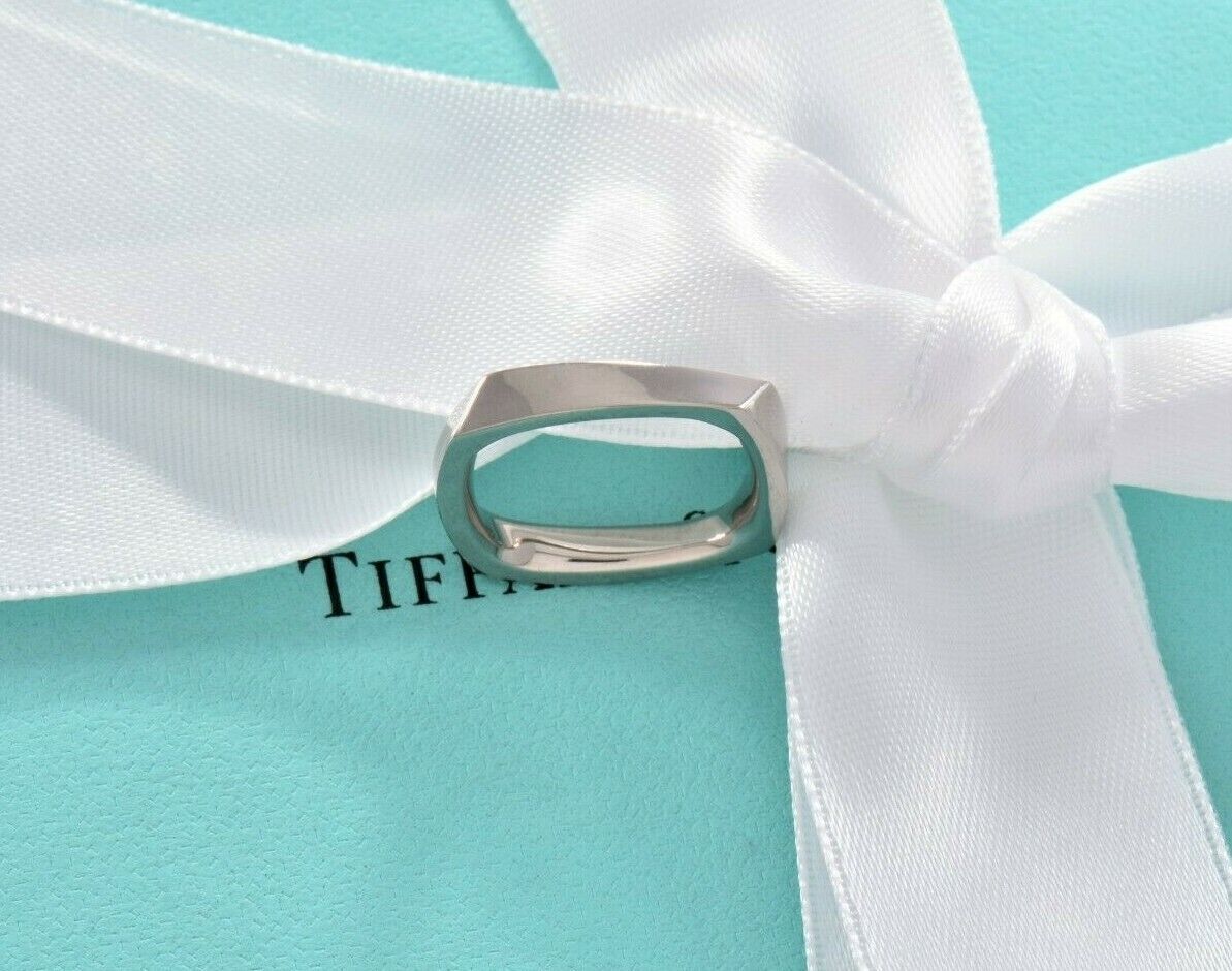 Tiffany & Co Frank Gehry 18K Gold Torque Square Size 5 Ring Limited Rare Black