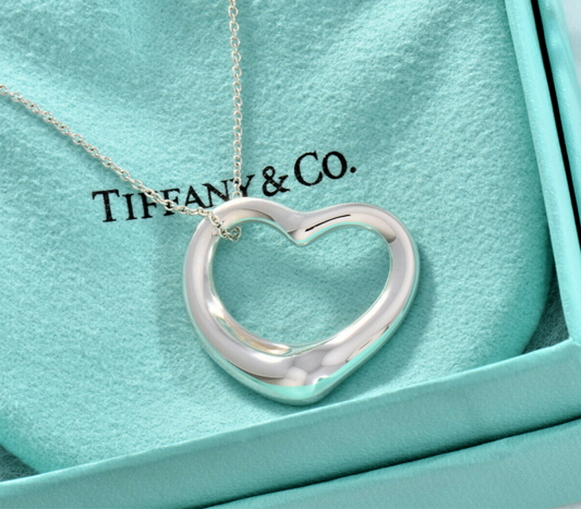 Tiffany & Co Silver Elsa Peretti Large 28mm Open Heart 18.25" Chain Necklace