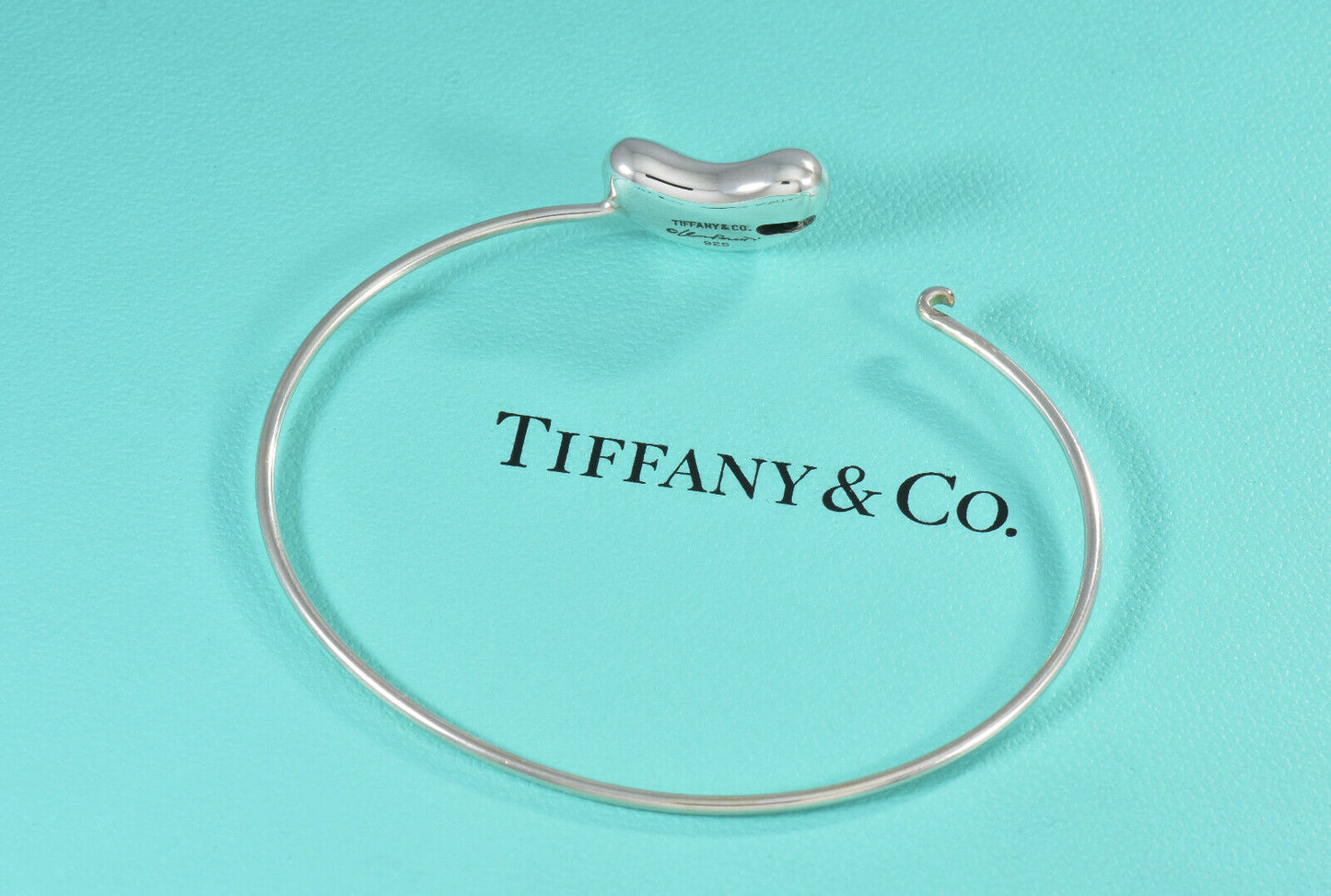 Tiffany & Co Sterling Silver Elsa Peretti Large Bean 7" Hook Bracelet in Pouch