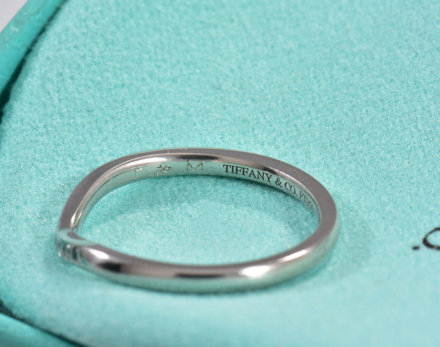 Tiffany & Co Diamond Platinum Elsa Peretti Curved 2mm Band Ring Size 5.5 & Pouch