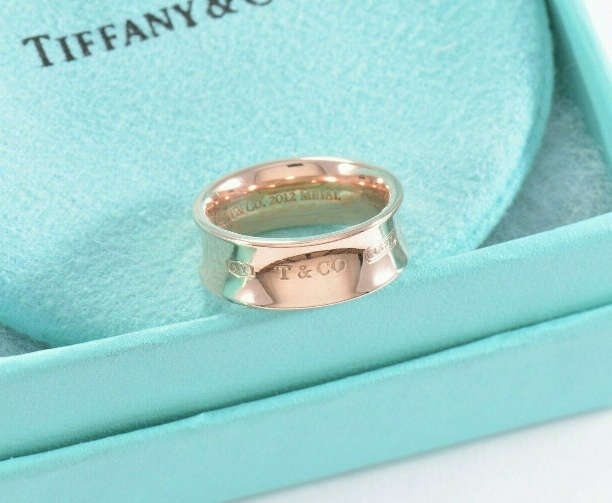 Tiffany & Co Rubedo Gold Metal Medium 1837 Band Ring Size 8 in Pouch Lovely Rare