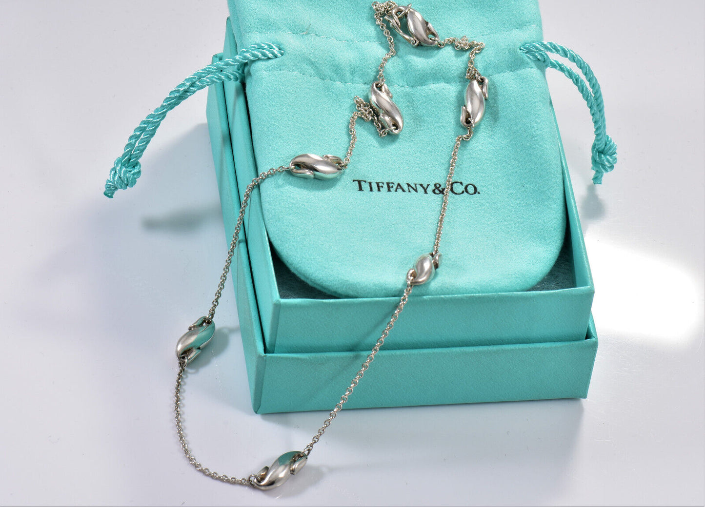 Tiffany & Co Silver Elsa Peretti Seahorse Pendant Link Chain 16.75" Necklace