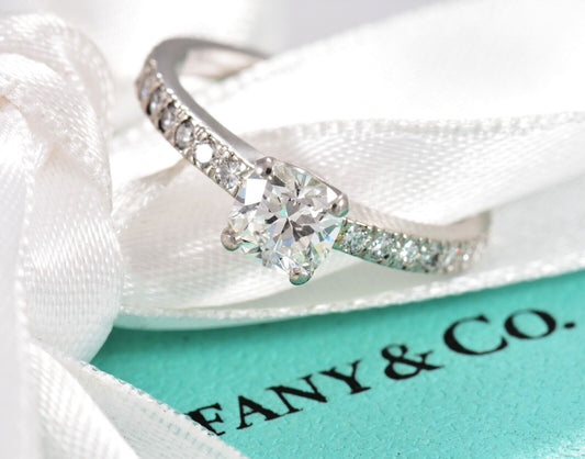 Tiffany & Co Novo .68 ct G VS1 Square Cushion Diamond Size 5 Engagement Ring